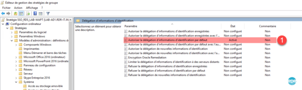 Délégation d'authentification activée
