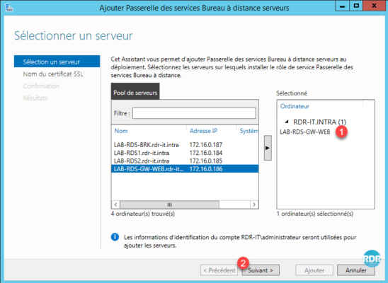 Sélectionner le serveur qui va avoir le rôle