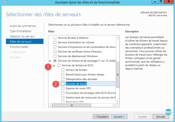 Cocher dossier de travail