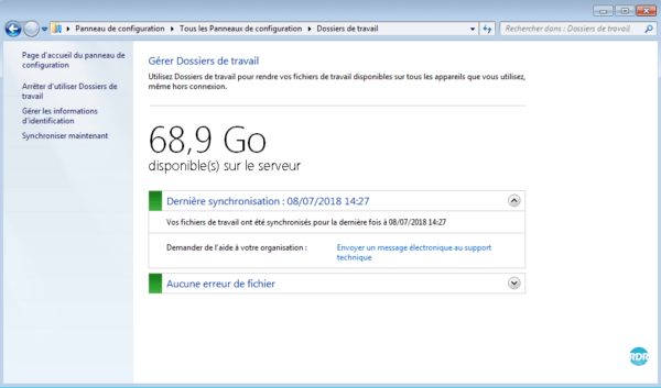 Gestion du dossier de travail sur le poste client